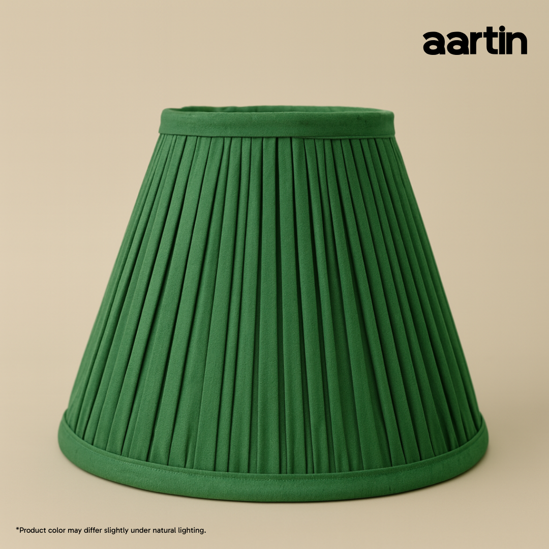 AARTIN EMPIRE GATHERED LAMPSHADE IN GREEN SILK