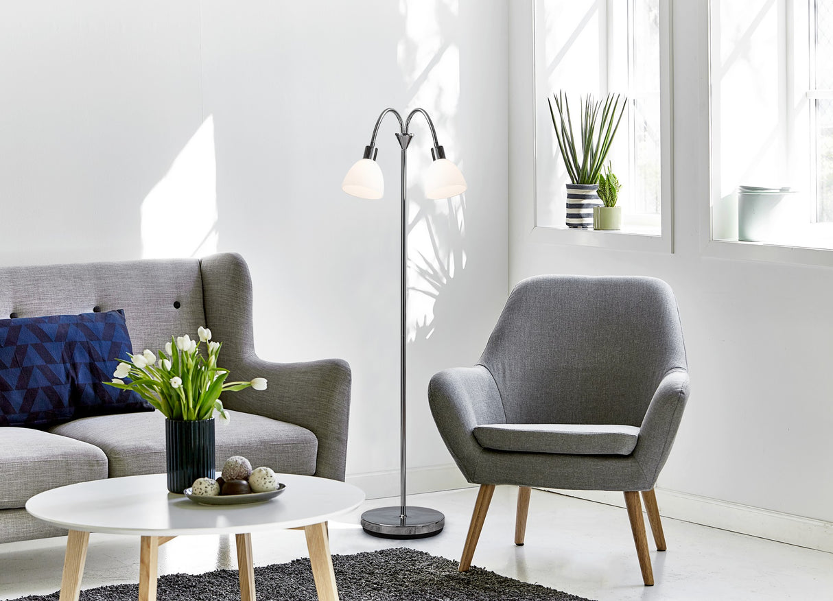 Nordlux Ray Floor Lamp 2-Light Chrome - Comet Lighting