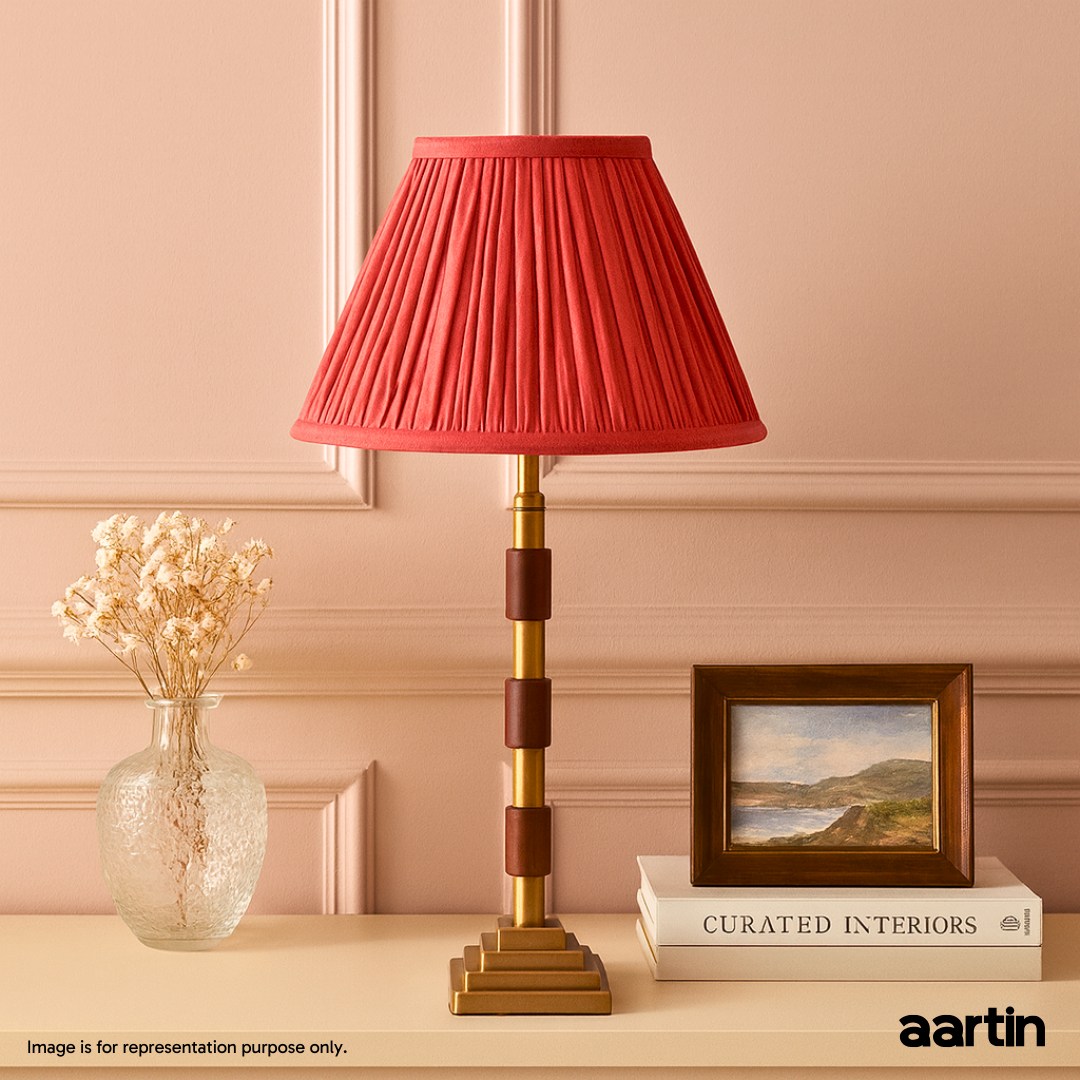AARTIN CLOVER TABLE LAMP IN ANTIQUE BRASS & WOOD (BASE ONLY)