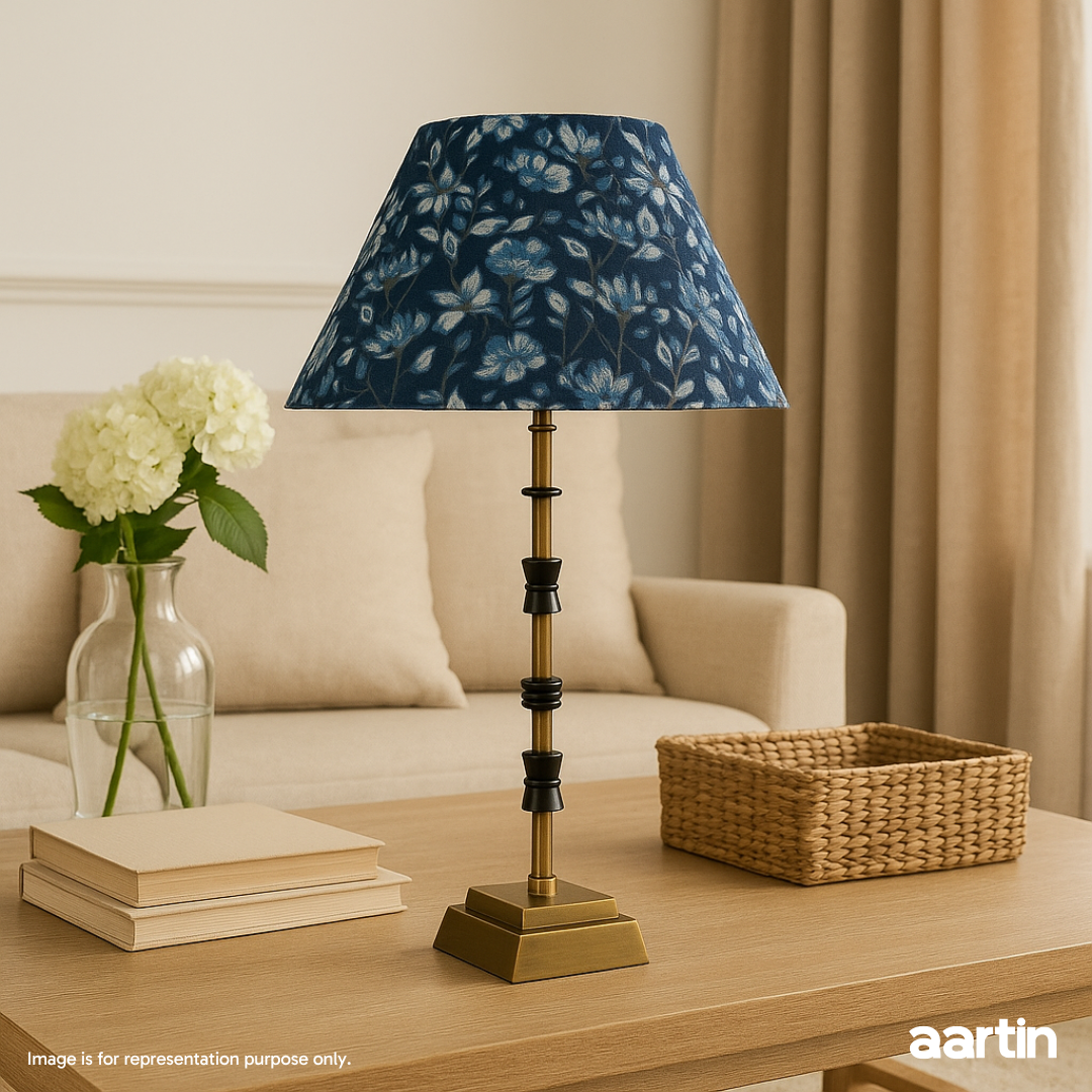 AARTIN LILY TABLE LAMP IN ANTIQUE BRASS & MATTE BLACK (BASE ONLY)