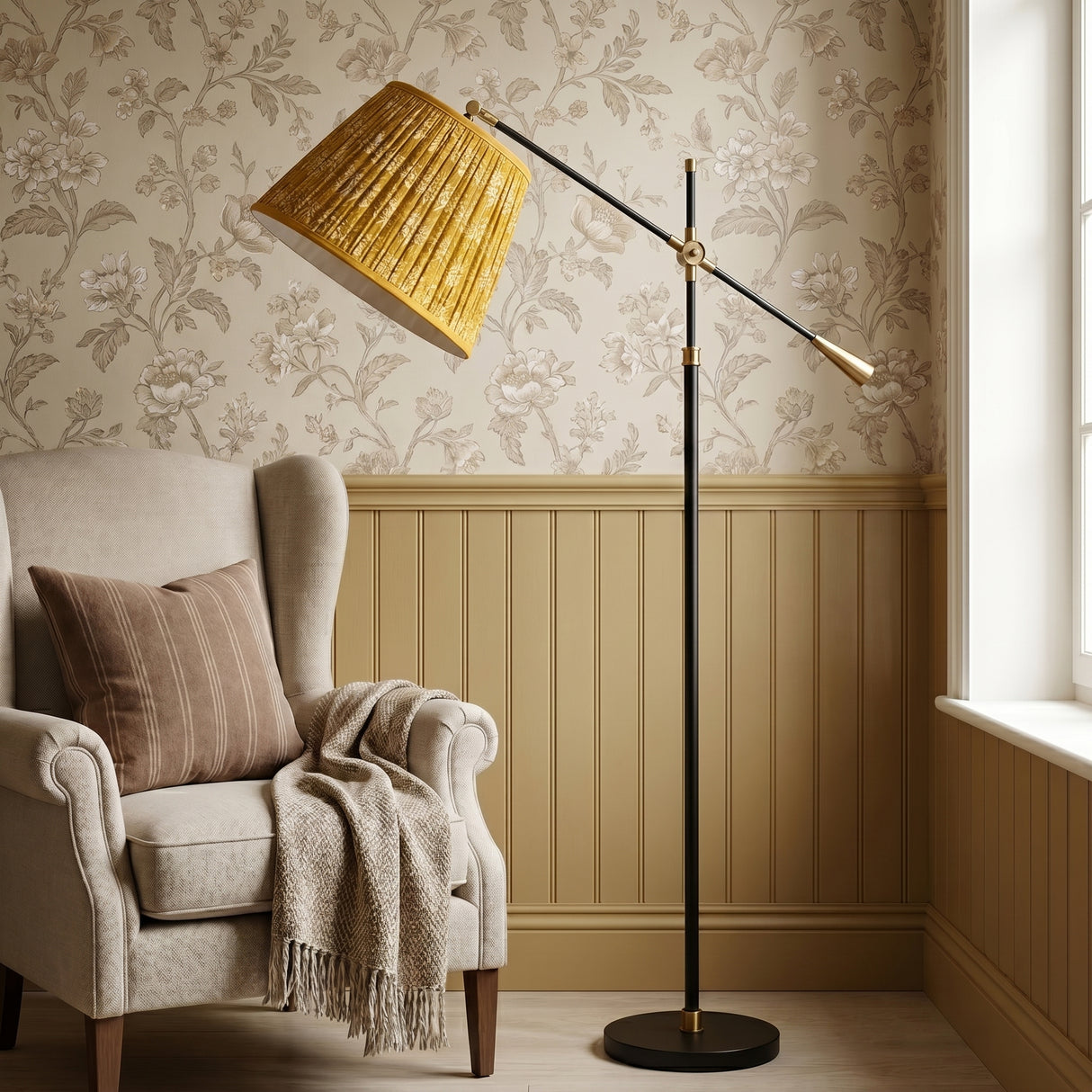 AARTIN Gama Metal Floor Lamp With Sunshine Ferns Lampshade