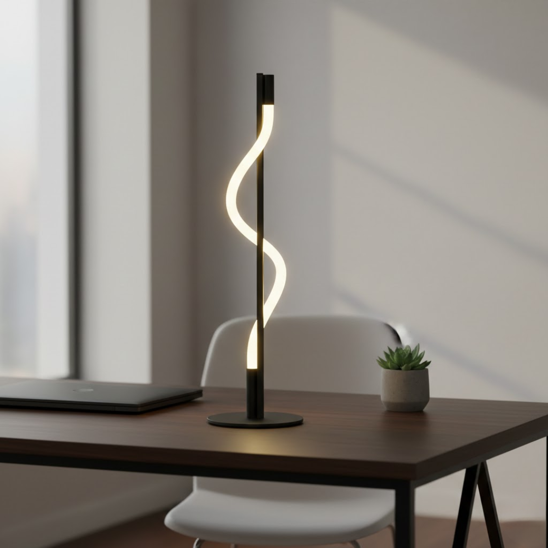 Searchlight Serpent LED Table Lamp - Black Metal & Acrylic