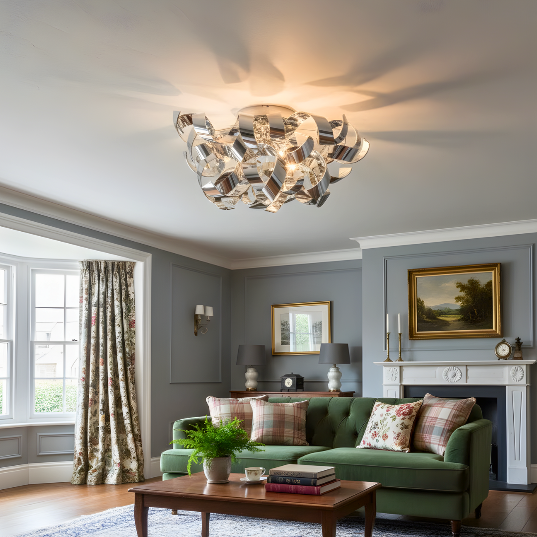 Searchlight 3Lt Half Flush Curls Acrylic