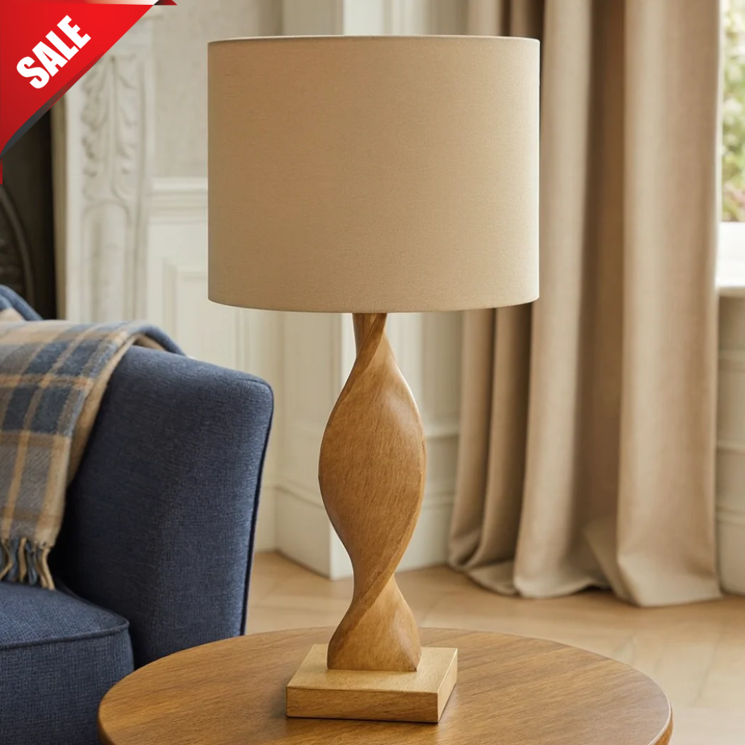 Abia Table Lamp Oak Effect