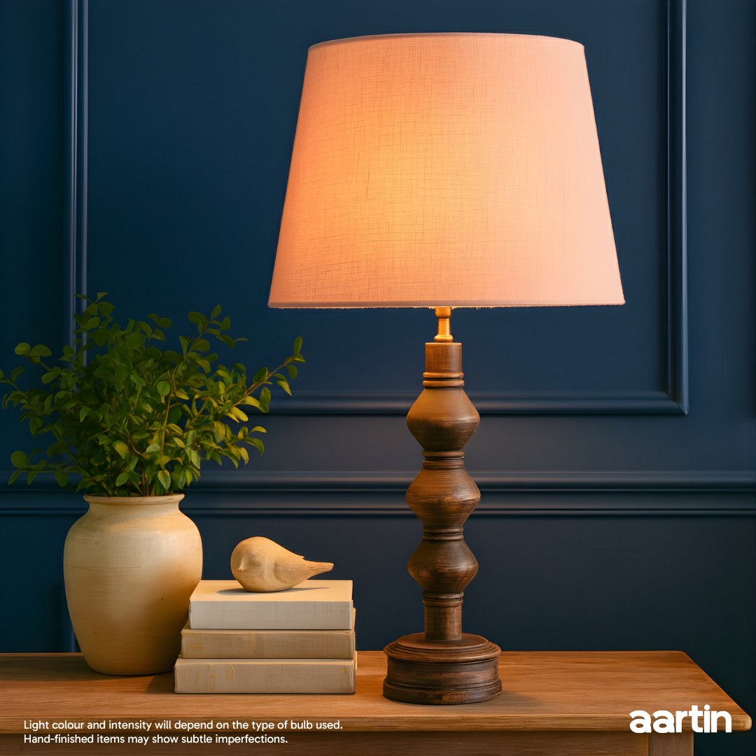 AARTIN JUNO TABLE LAMP IN WOOD WITH DARK NATURAL WOOD FINISH (BASE ONLY)