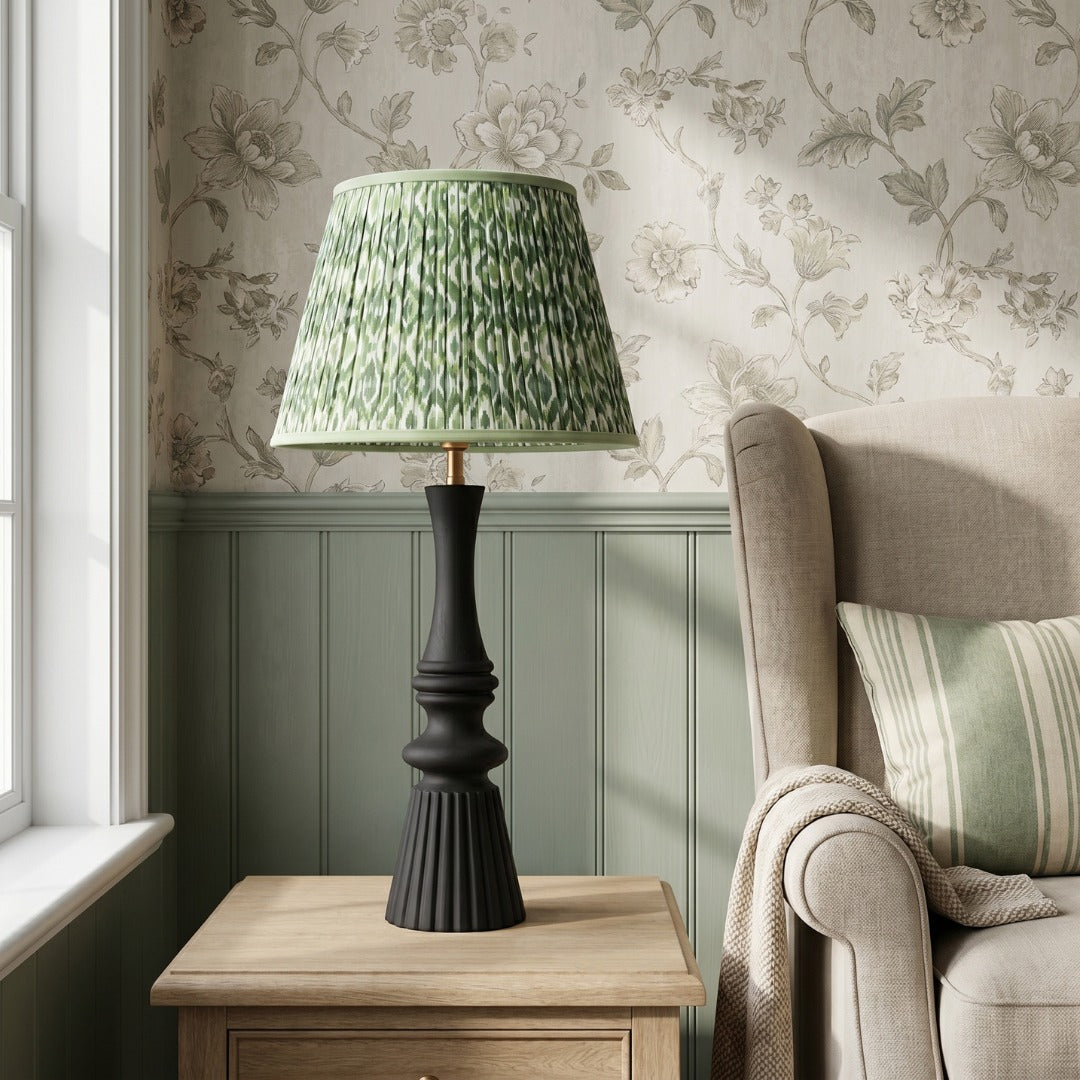 Green & White Ikat lampshade
