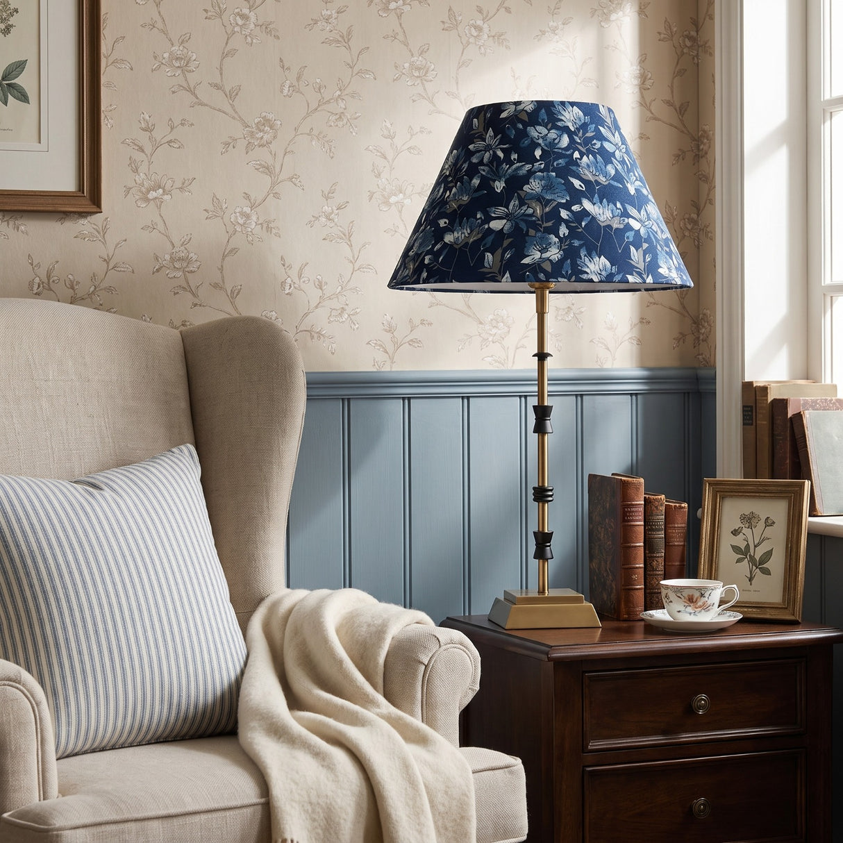 Indigo Blooms lampshade