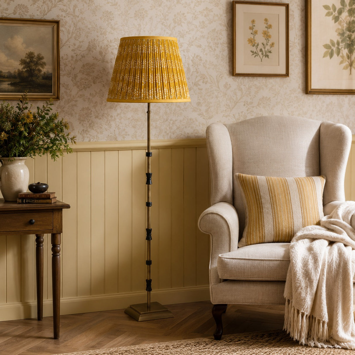 Sunshine Ferns Cotton Gathered Lampshade