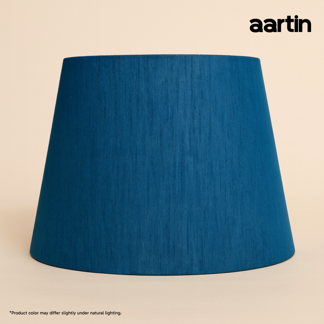 AARTIN STRAIGHT EMPIRE ROLLED LAMPSHADE IN BLUE SILK
