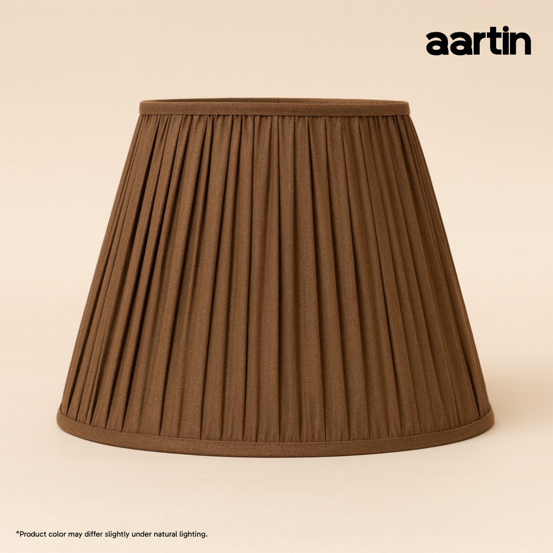 AARTIN STRAIGHT EMPIRE GATHERED LAMPSHADE IN TAUPE SILK