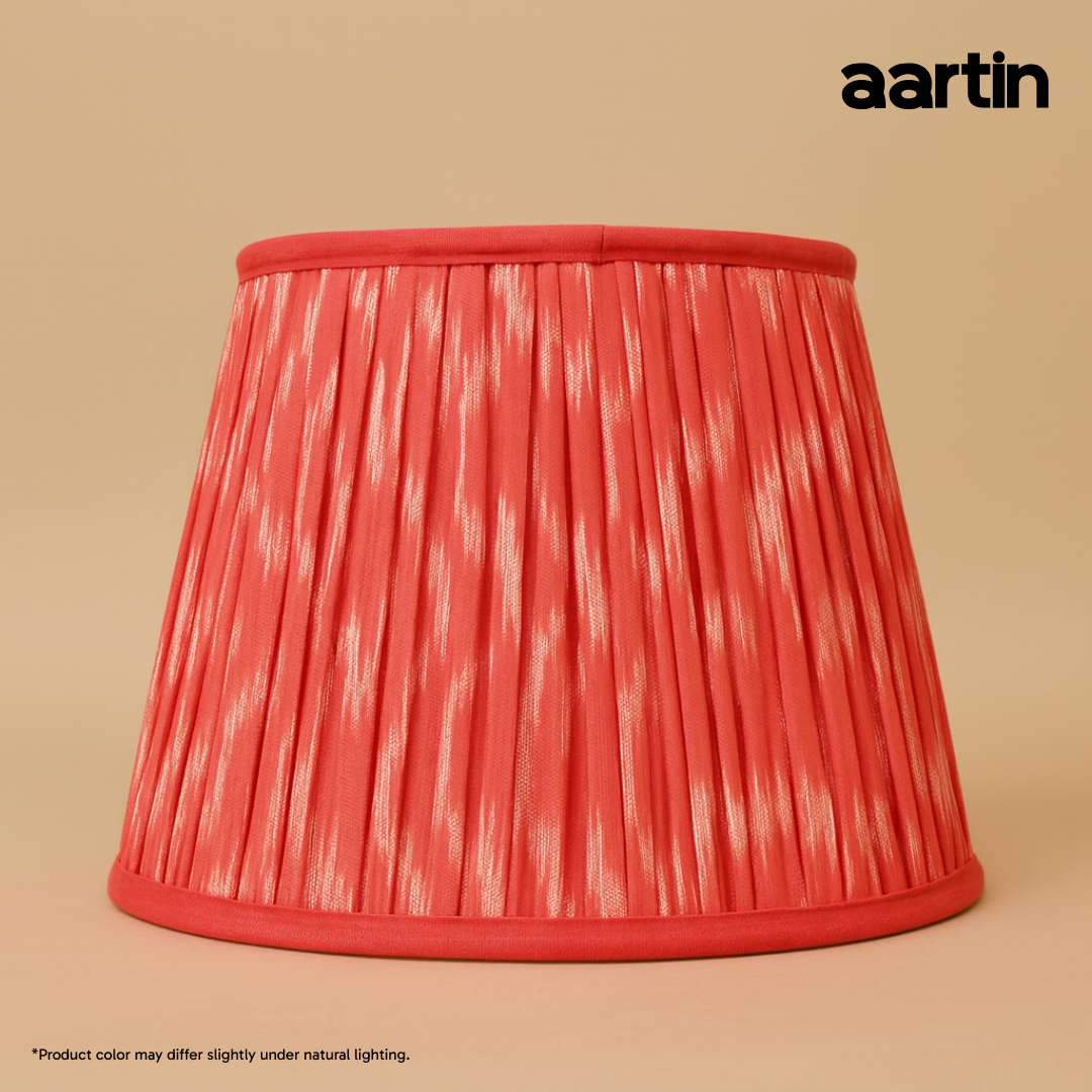AARTIN 35 CM RED IKAT STRAIGHT EMPIRE GATHERED LAMPSHADE IN COTTON