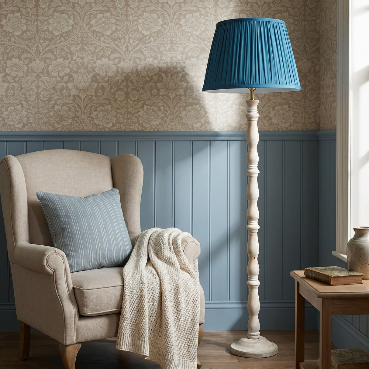 Blue Silk Lampshade