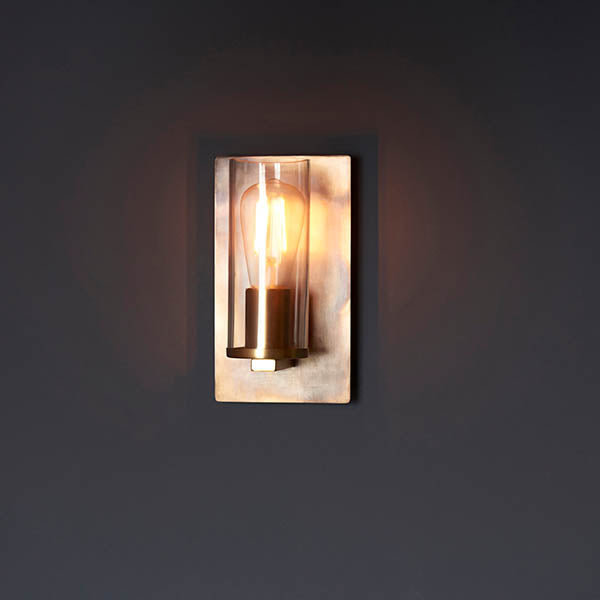 Arun Wall Light Bronze Patina Plate & Clear Glass