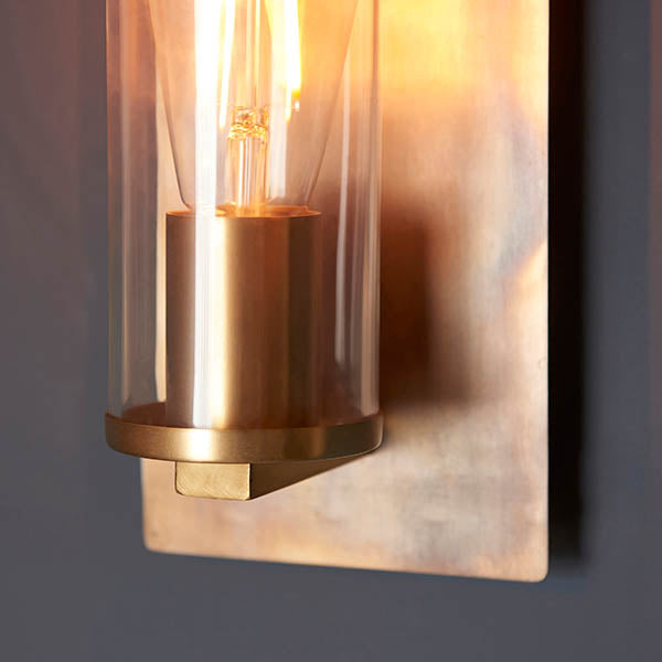 Arun Wall Light Bronze Patina Plate & Clear Glass