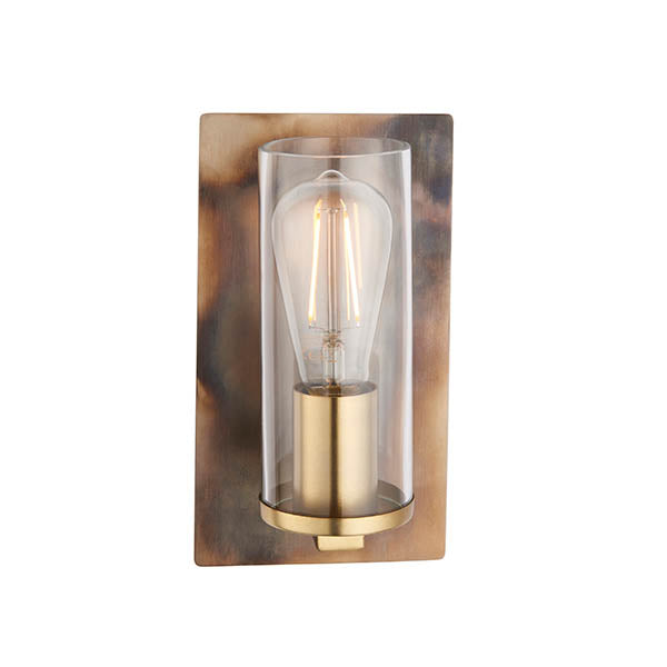 Arun Wall Light Bronze Patina Plate & Clear Glass
