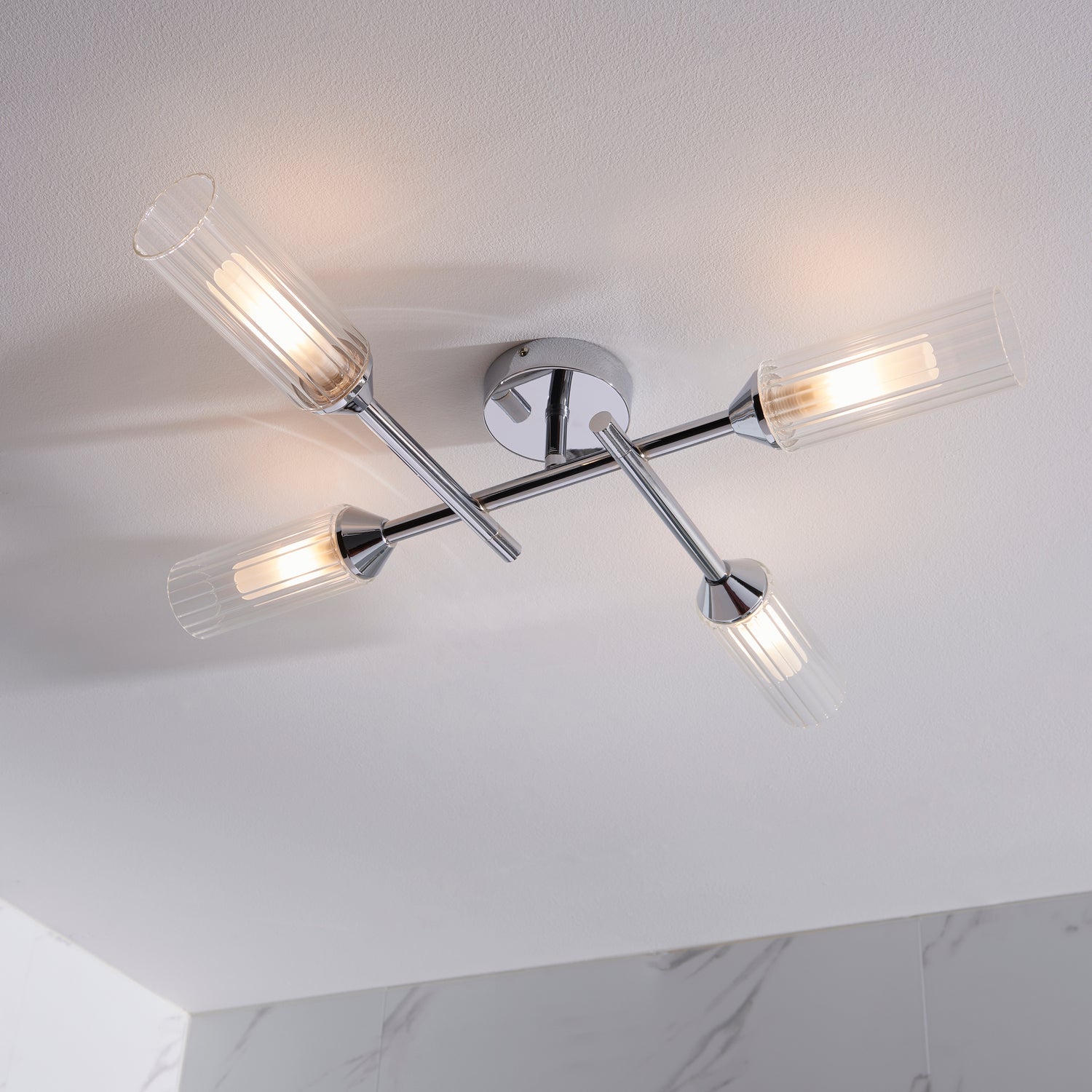 Wensum 4Lt Semi-Flush Ceiling Light Chrome - Comet Lighting