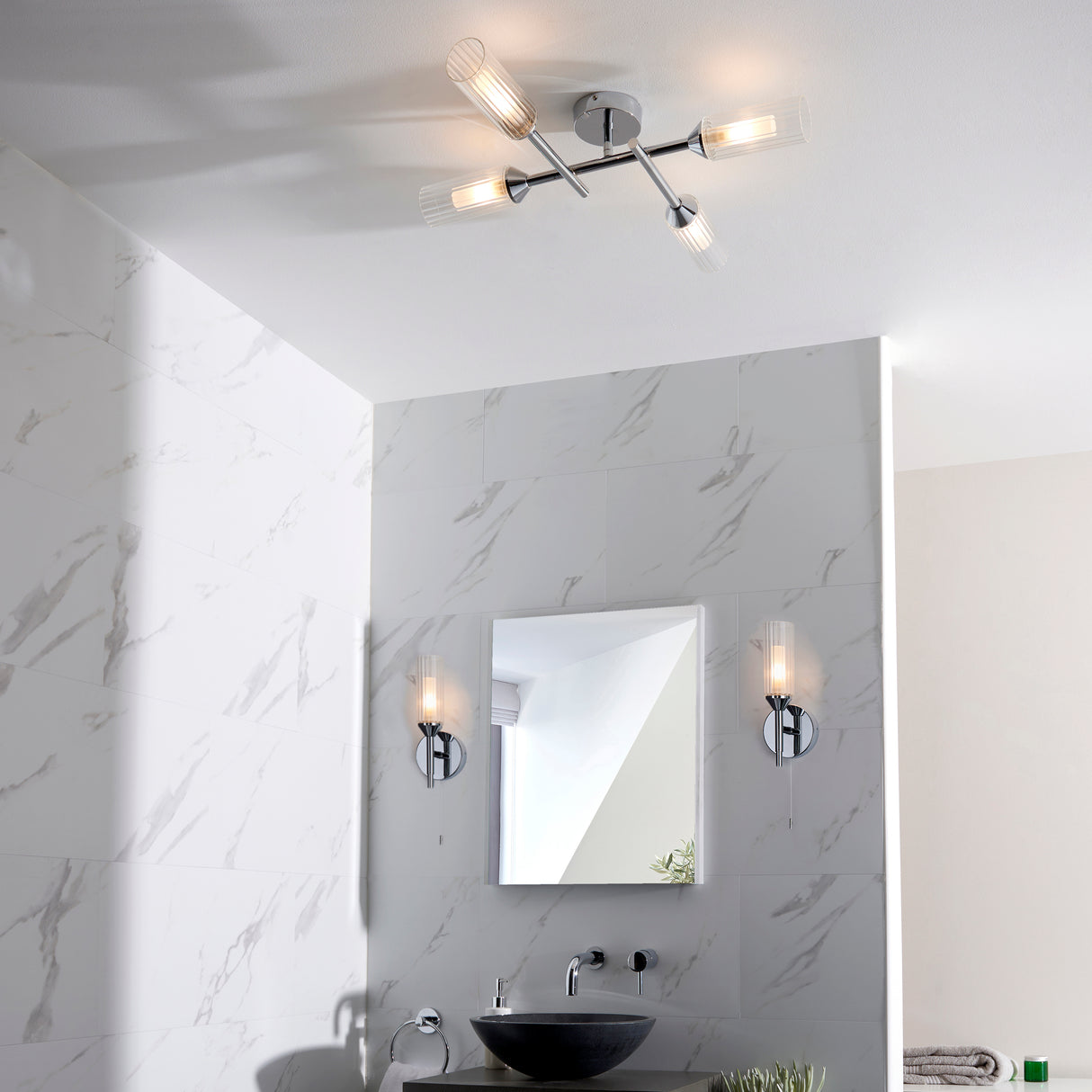 Wensum 4Lt Semi-Flush Ceiling Light Chrome - Comet Lighting