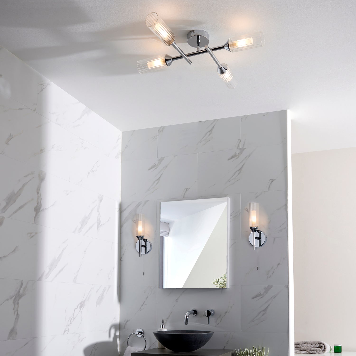 Wensum 4Lt Semi-Flush Ceiling Light Chrome - Comet Lighting