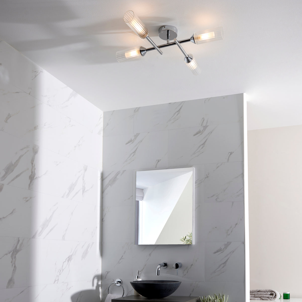 Wensum 4Lt Semi-Flush Ceiling Light Chrome - Comet Lighting