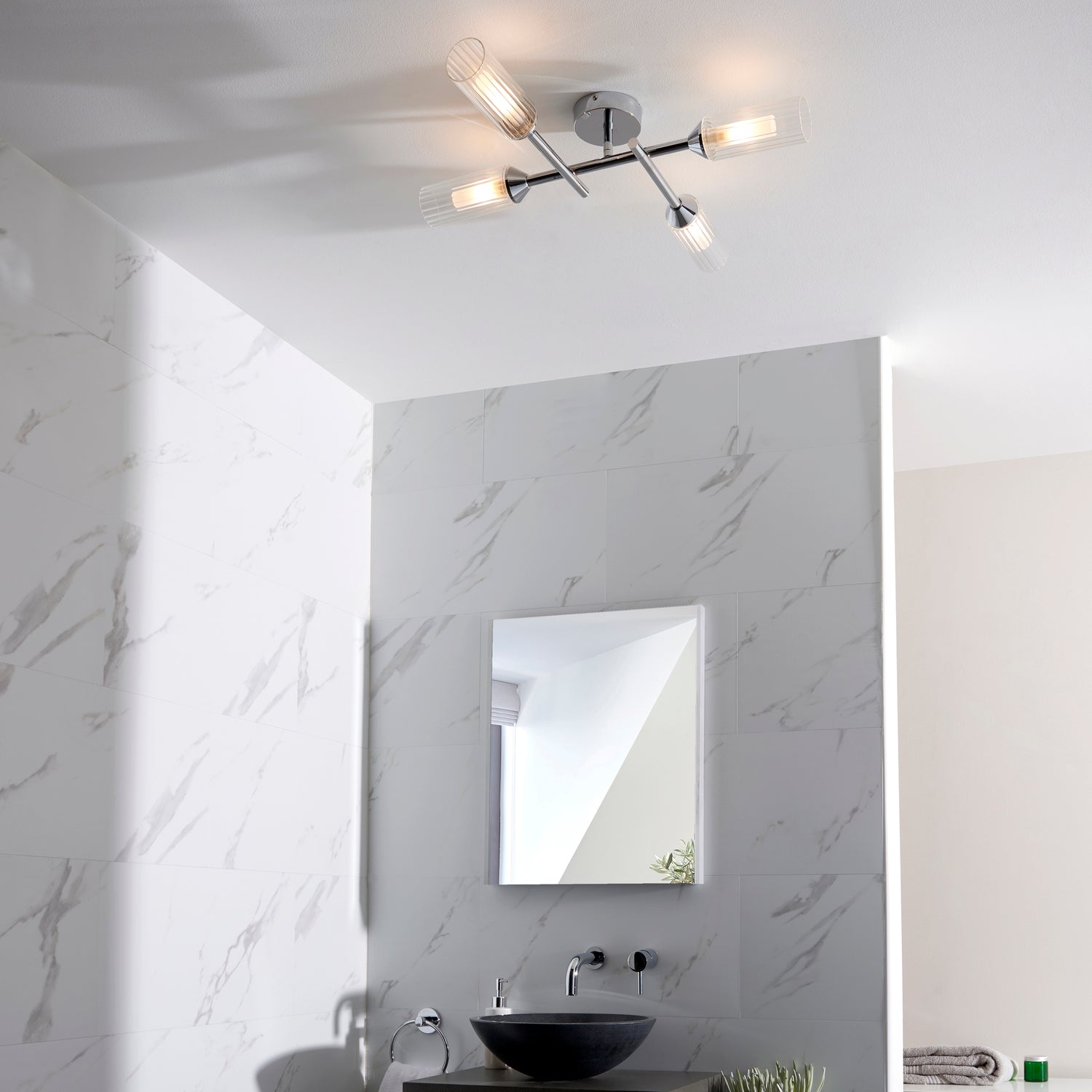 Wensum 4Lt Semi-Flush Ceiling Light Chrome - Comet Lighting