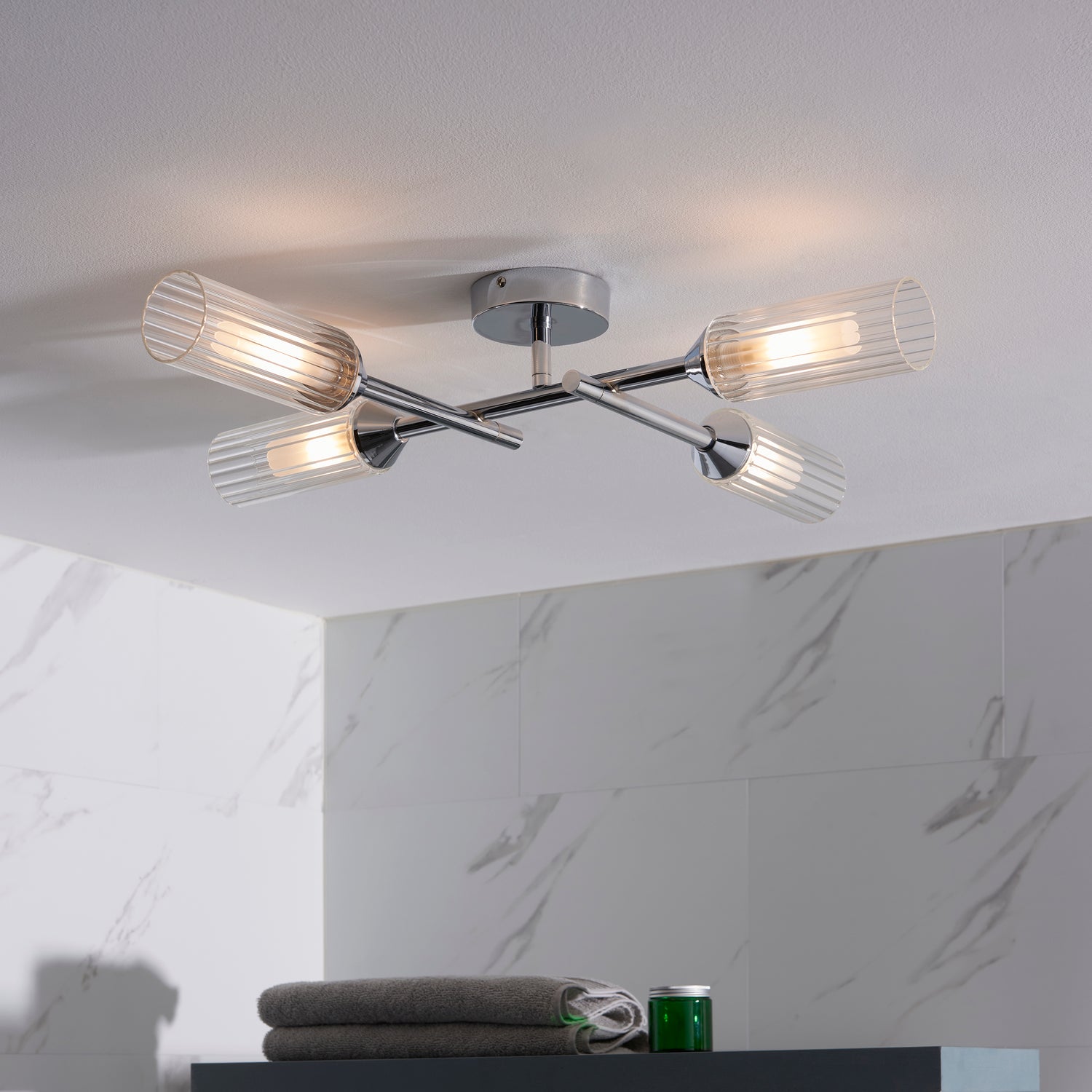 Wensum 4Lt Semi-Flush Ceiling Light Chrome - Comet Lighting