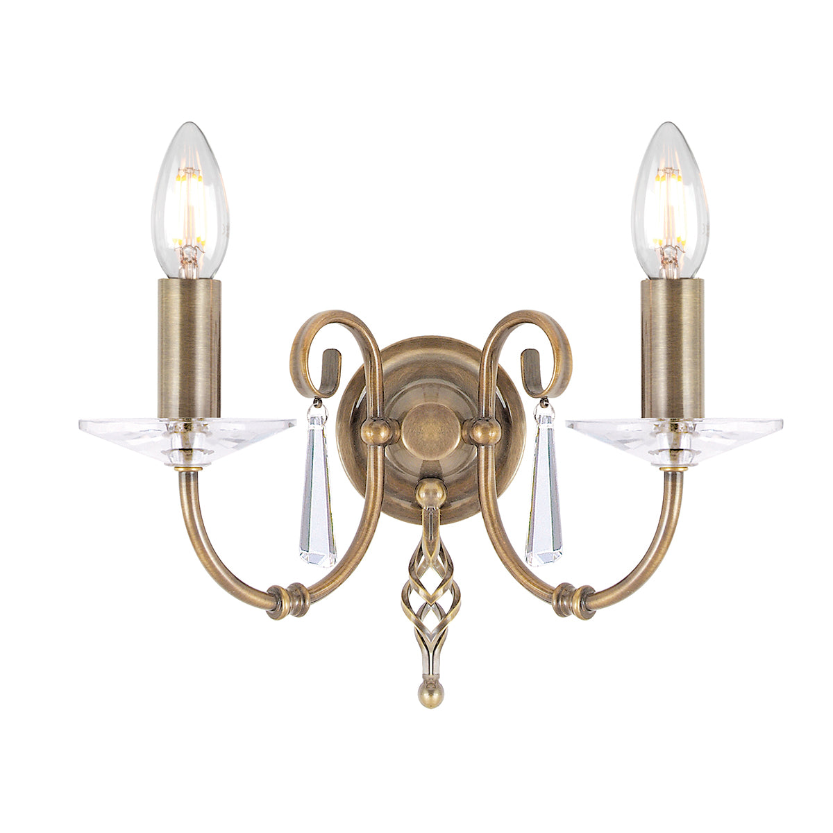 Aegean 2 Light Wall Light - Aged Brass - Comet Lighting