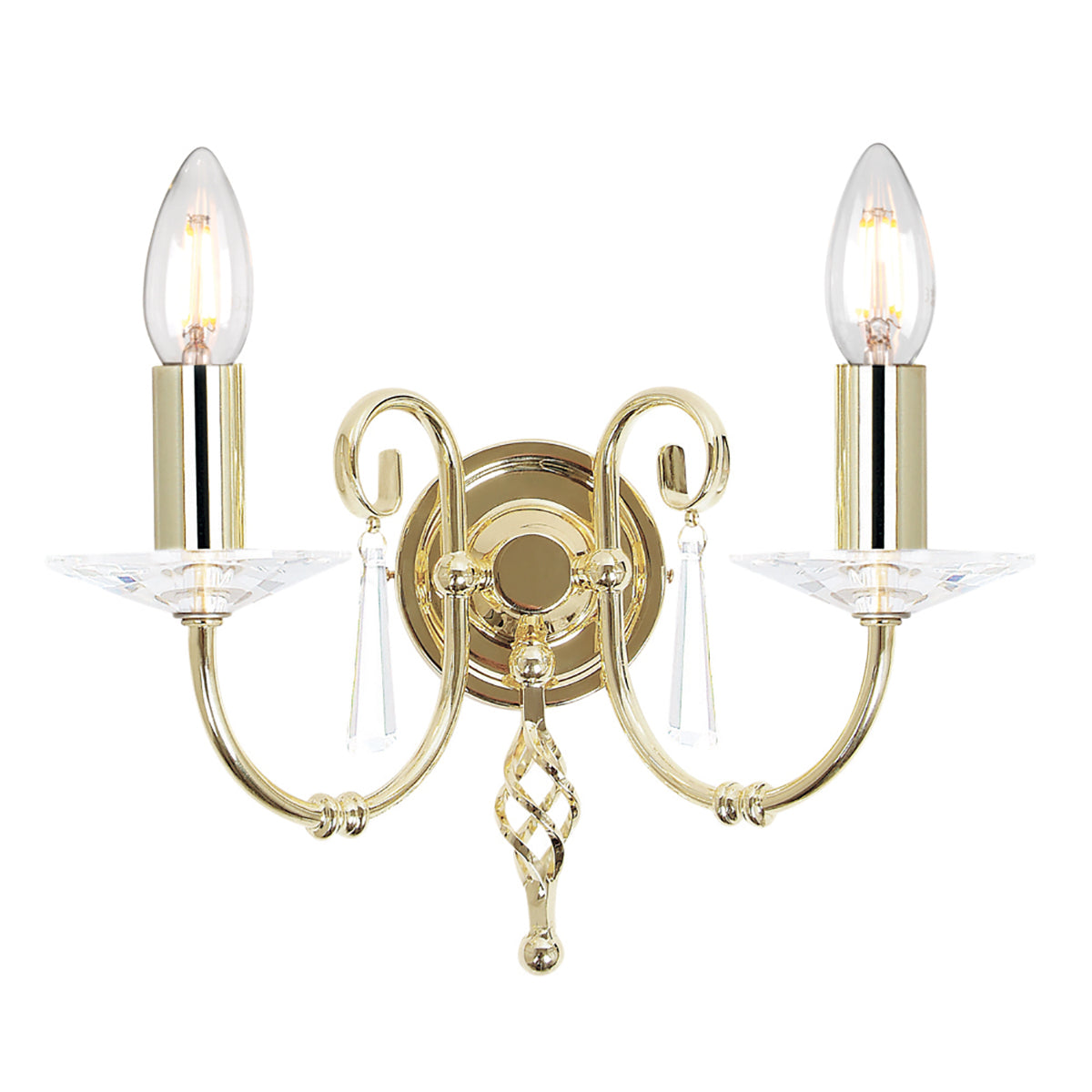 Aegean 2 Light Wall Light - Polished Brass - Comet Lighting
