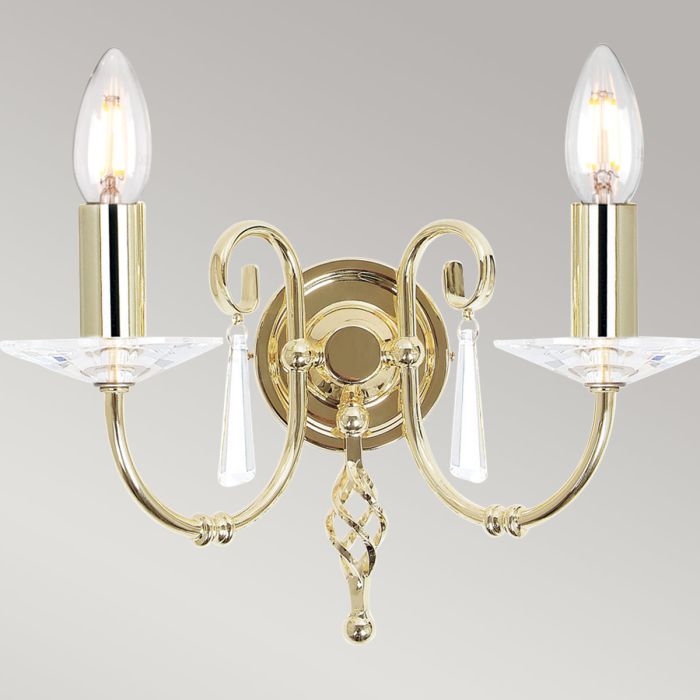 Aegean 2 Light Wall Light - Polished Brass - Comet Lighting