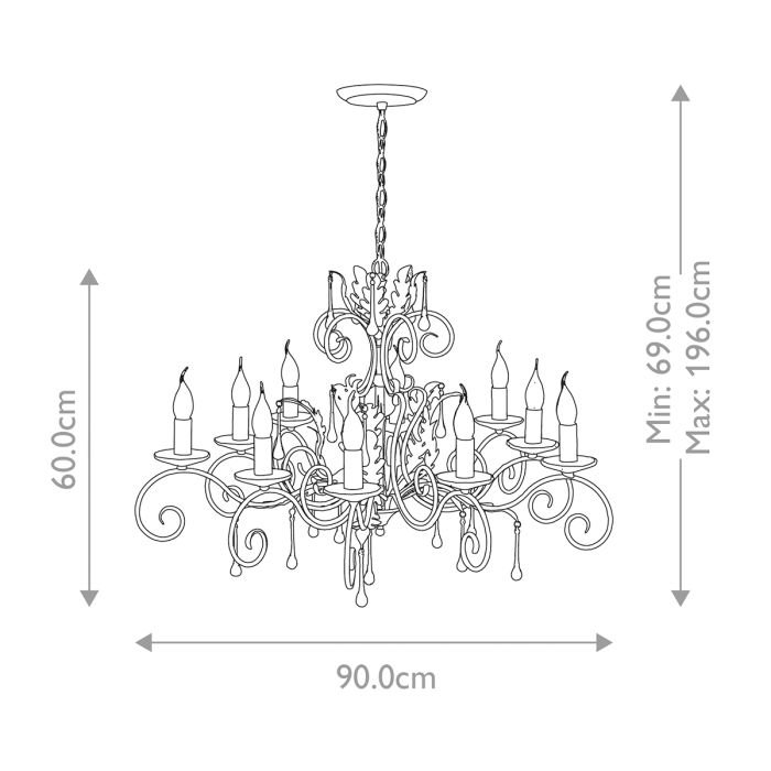 Amarilli 10-Light Chandelier Black/Silver - Comet Lighting