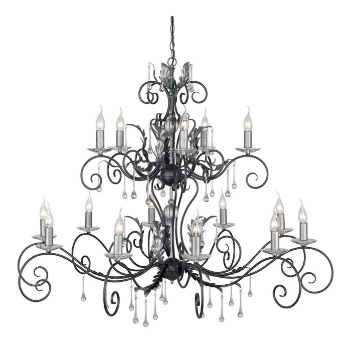 Amarilli 15 Light Chandelier - Black/Silver - Comet Lighting