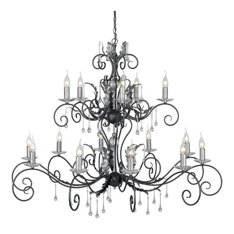 Amarilli 15 Light Chandelier - Black/Silver - Comet Lighting