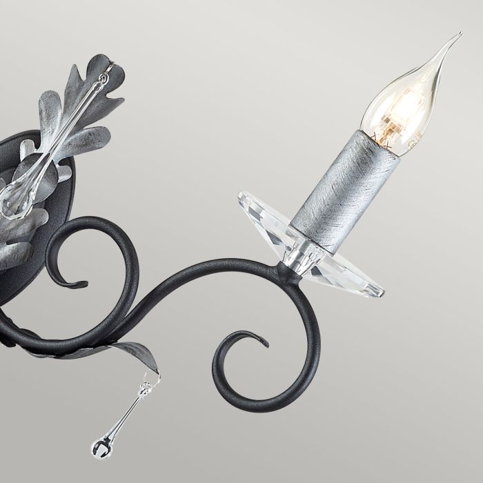 Amarilli 2 Light Wall Light - Black/Silver - Comet Lighting