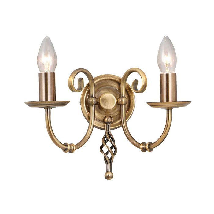 Artisan 2 Light Wall Light - Aged Brass - Comet Lighting