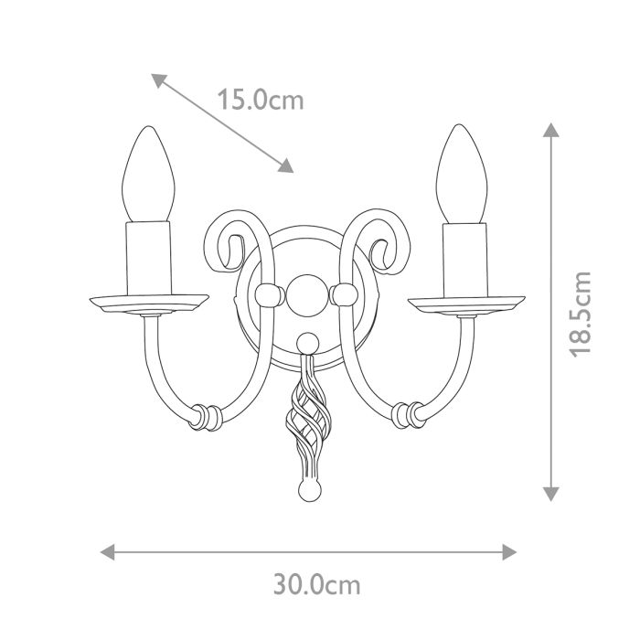 Artisan 2 Light Wall Light - Aged Brass - Comet Lighting