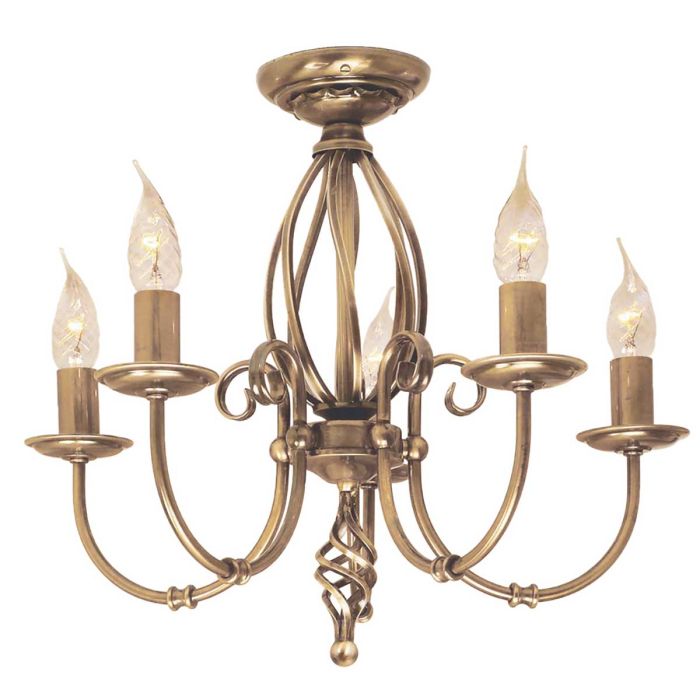 Artisan 5 Light Chandelier - Aged Brass - Comet Lighting