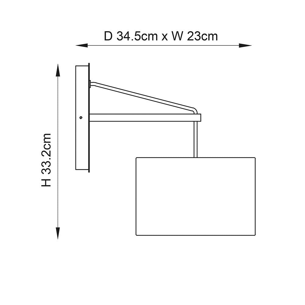 Medway Wall Light Matt Brass Plate & Black Cotton Fabric - Comet Lighting