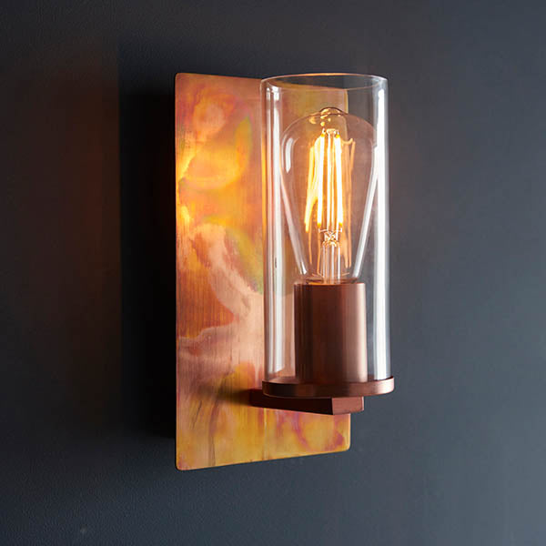 Arun Wall Light Copper Patina Plate & Clear Glass