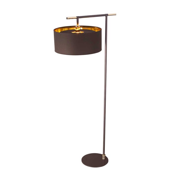 Balance 1 Light Floor Lamp - Brown and Polished Brass - Comet Lighting