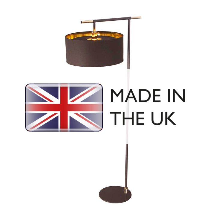 Balance 1 Light Floor Lamp - Brown and Polished Brass - Comet Lighting