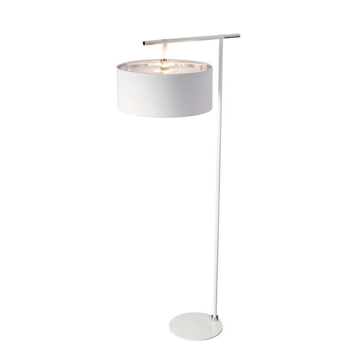 Balance 1 Light Floor Lamp - White and Polished Nickel - Comet Lighting