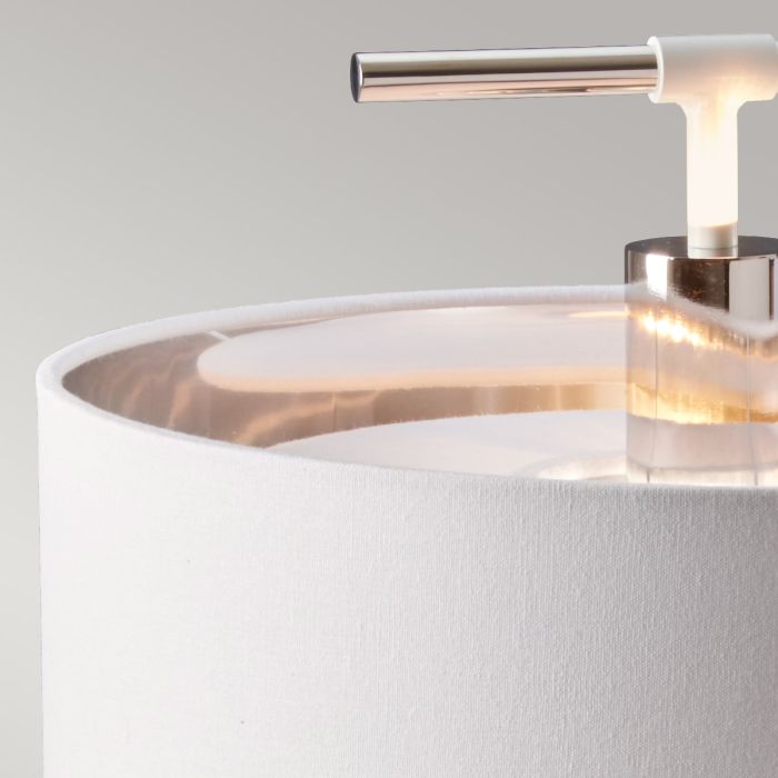 Balance 1 Light Table Lamp - White and Polished Nickel - Comet Lighting