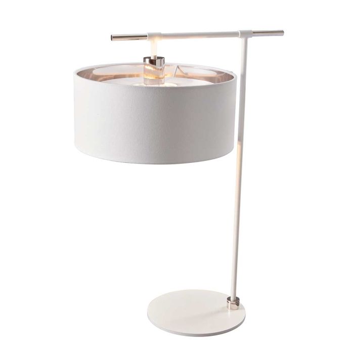 Balance 1 Light Table Lamp - White and Polished Nickel - Comet Lighting