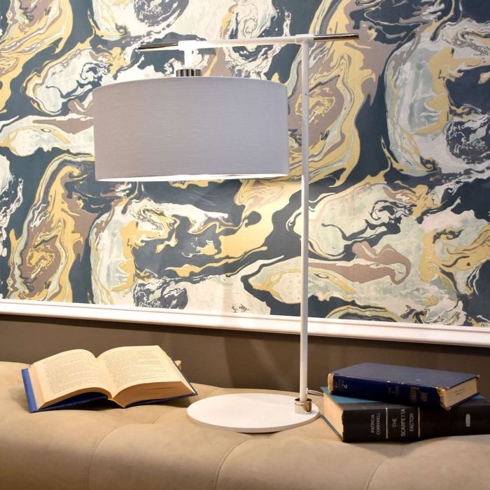 Balance 1 Light Table Lamp - White and Polished Nickel - Comet Lighting