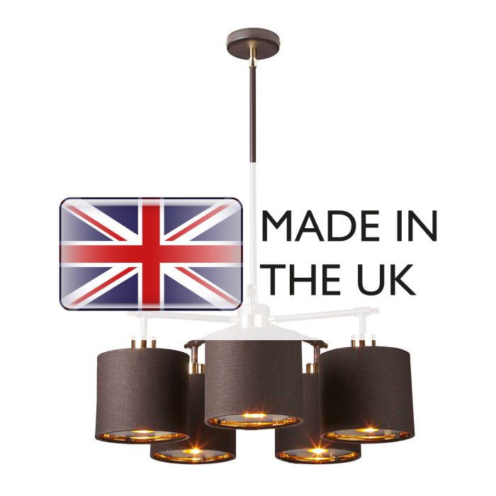 Balance 5 Light Chandelier - Brown and Polished Brass - Comet Lighting