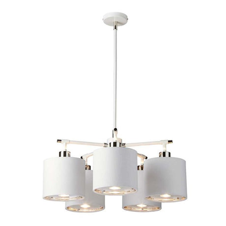 Balance 5 Light Chandelier - White and Polished Nickel - Comet Lighting