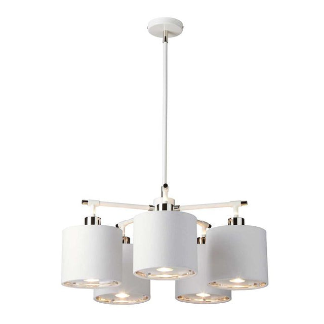 Balance 5 Light Chandelier - White and Polished Nickel - Comet Lighting