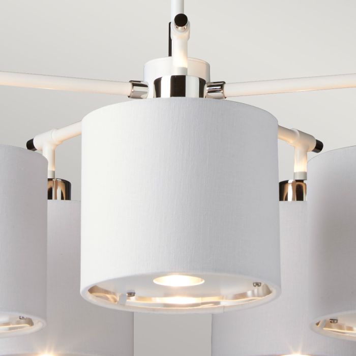 Balance 5 Light Chandelier - White and Polished Nickel - Comet Lighting