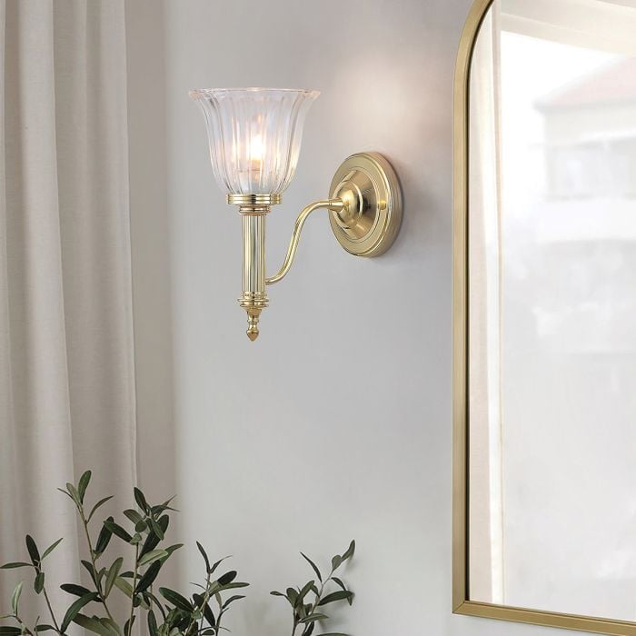 Carroll1 Wall Light Polished Brass - Comet Lighting