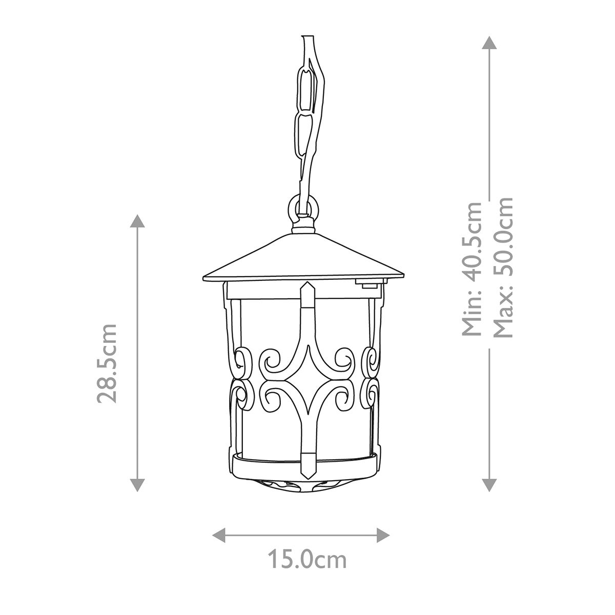 Hereford 1 Light Porch Chain Lantern - Comet Lighting