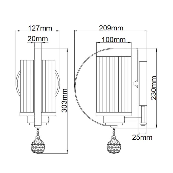 Cassie 1 Light Wall Light - Comet Lighting